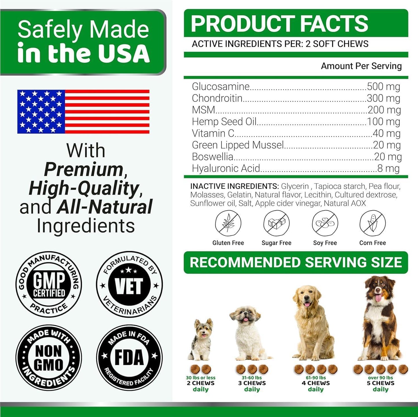(2 Pack) Glucosamine for Dogs Made in USA
