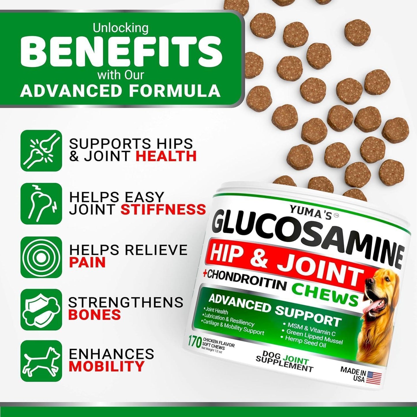 (2 Pack) Glucosamine for Dogs Made in USA