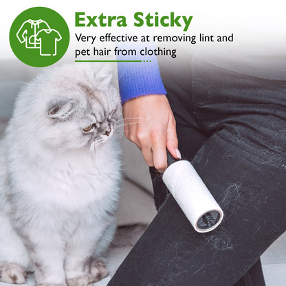 Pet Lusa's Extra Sticky Pet Hair Lint Rollers - 450 Sheets/5 Refills, Dual Handles - Ideal for Clothes, Furniture, and Carpet - Effortless Lint Removal