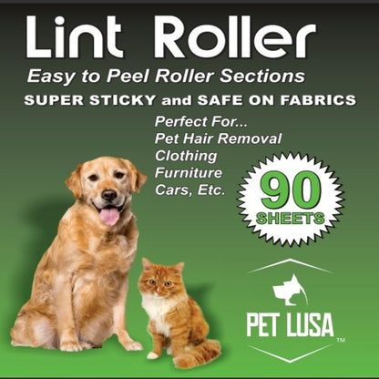 Pet Lusa's Extra Sticky Pet Hair Lint Rollers - 450 Sheets/5 Refills, Dual Handles - Ideal for Clothes, Furniture, and Carpet - Effortless Lint Removal