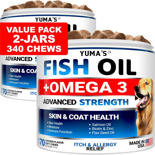 (2 Pack) Omega 3 Fish Oil for Dogs   Skin and Coat Supplement   Omega 3 for